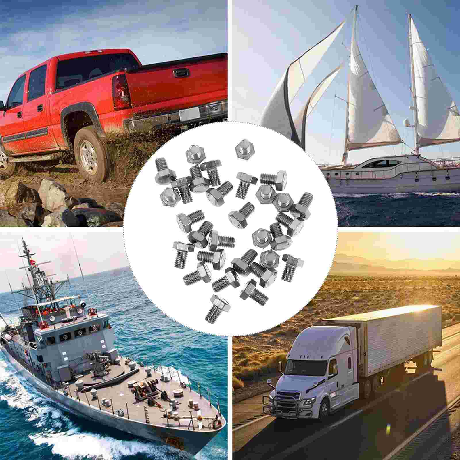 30Pcs Stainless Steel Outer Hexagon Bolts Full Tooth Bolts Industrial Fasteners