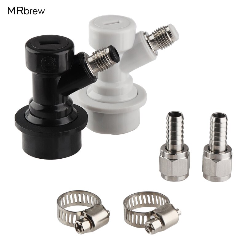 Thread Ball Lock Keg MFL Disconnect Set With SS 5/16" Barb Swivel Adapters and worm clamp Homebrew fittings