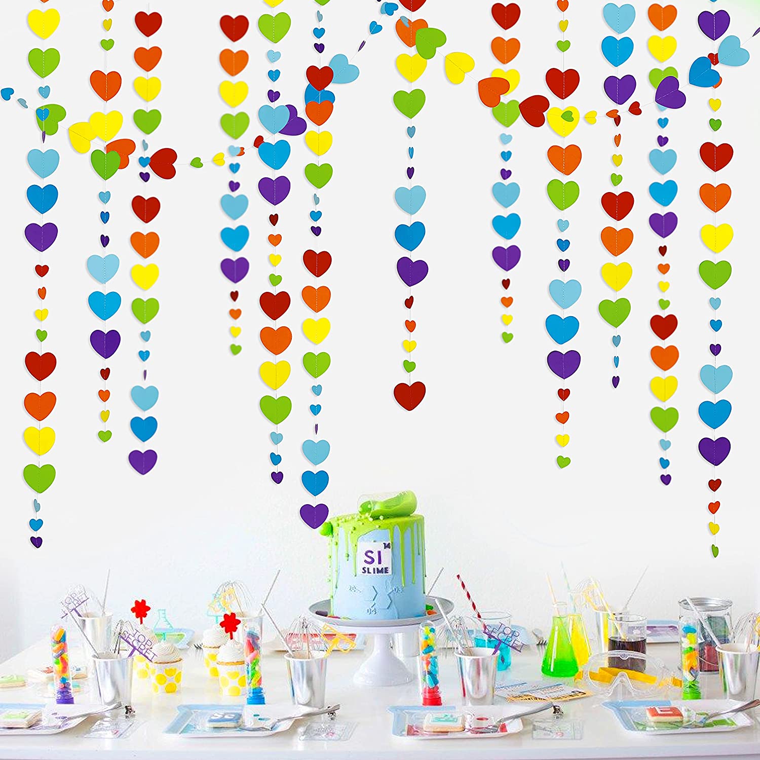 13Ft Papier Weiß Gold Liebe Herz Girlande Stromer Hängen für Bachelorette Hochzeit Braut Dusche Baby Geburtstag Party Dekorationen: mischen Farbe