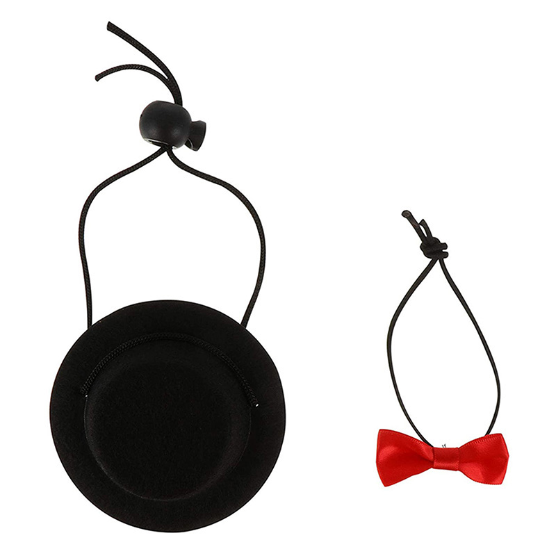 Sombreros de animales pequeños, sombrero de conejo, cerdo, hámster, erizo y pajarita, sombrero de copa para mascotas, gorro divertido festivo, accesorios para la cabeza: red