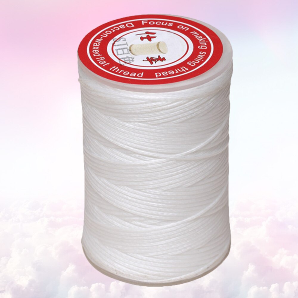1PC 0.45mm Round Waxed Thread Leather Sewing Thread Hand Stitching Thread for Craft DIY (White): White