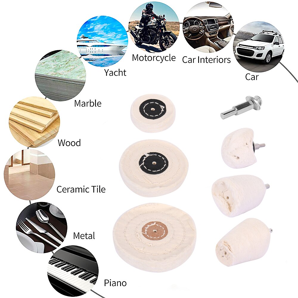 10pcs Car Buffing Polishing Pad Auto Waxing Wool Disc Hub Beauty Cleaning Tool Aluminum Stainless Steel Polishing Car Gadgets