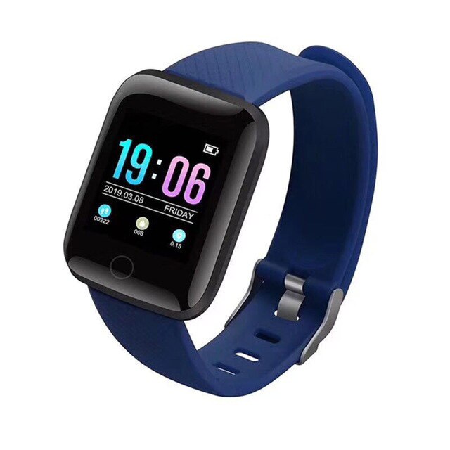 Reloj inteligente para VIP, reloj inteligente deportivo resistente al agua, con control del ritmo cardíaco y de la presión sanguínea: 116Plus-Blue