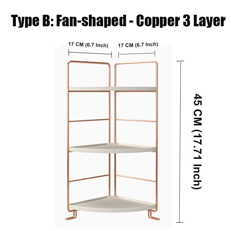 Bathroom Organizer Washroom Vanity Shelf Storage Rack Corner Caddy Tooth Stand Holder Bathtub Tray Adjusted layer Height: 3 Layer B Copper