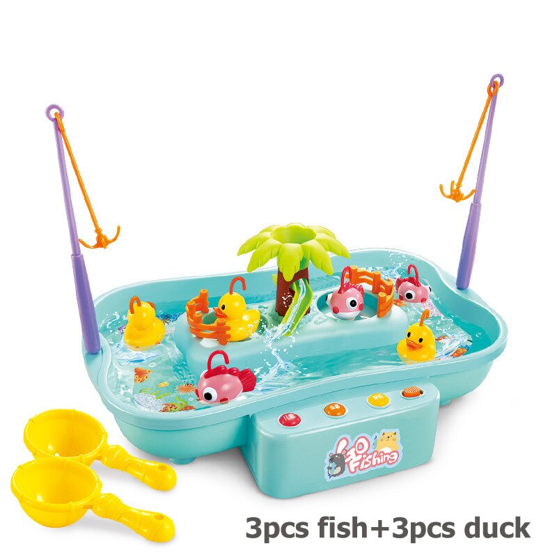 Kinderen Vissen Speelgoed Elektrische Water Cyclus Roterende Fishing Game Set Vissen Platform Interactieve Tafel Spelletjes Voor Kinderen: Blue Set A