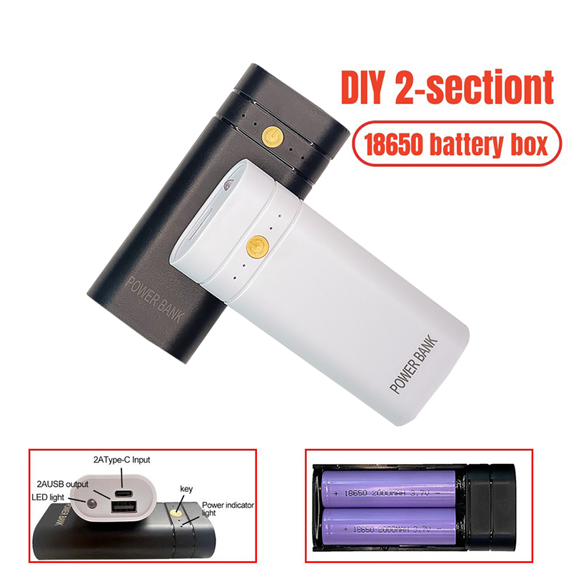 2X 18650 type-c USB batterie externe chargeur de batterie boîtier de batterie à monter soi-même pour téléphone charge électronique piles non incluses 5V 2A
