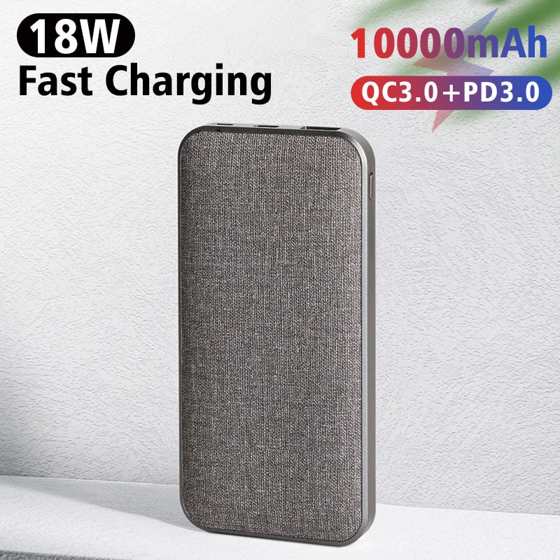 CASEIER Cloth Surface 10000 mAh Power bank For iPhone 11 XR Fast Charging Portable Charger Powerbank For Xiaomi Huawei Poverbank