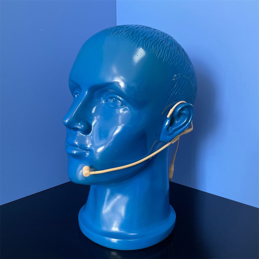 Unidirectional XLR 4-PIN Headworn Headset Wireless Microphone With 2* Microphone Cover For Shure Wireless Beige