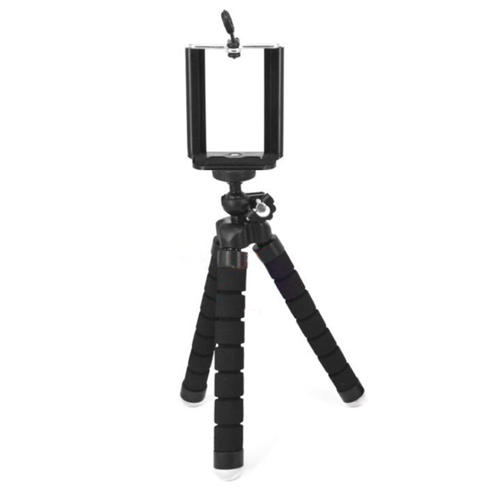 Mini Tripod Multifunctional Flexible Tripod Portable Sponge Tripod with Phone Clip for Selfie Mobile Phones Lightweight Camera: Black