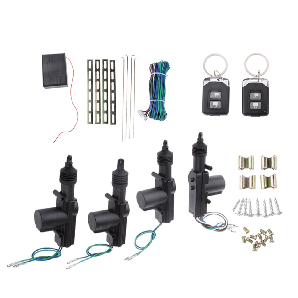 4 Door Power Central Lock Kit Car Remote Control Conversion w/ 2 Keyless Entry