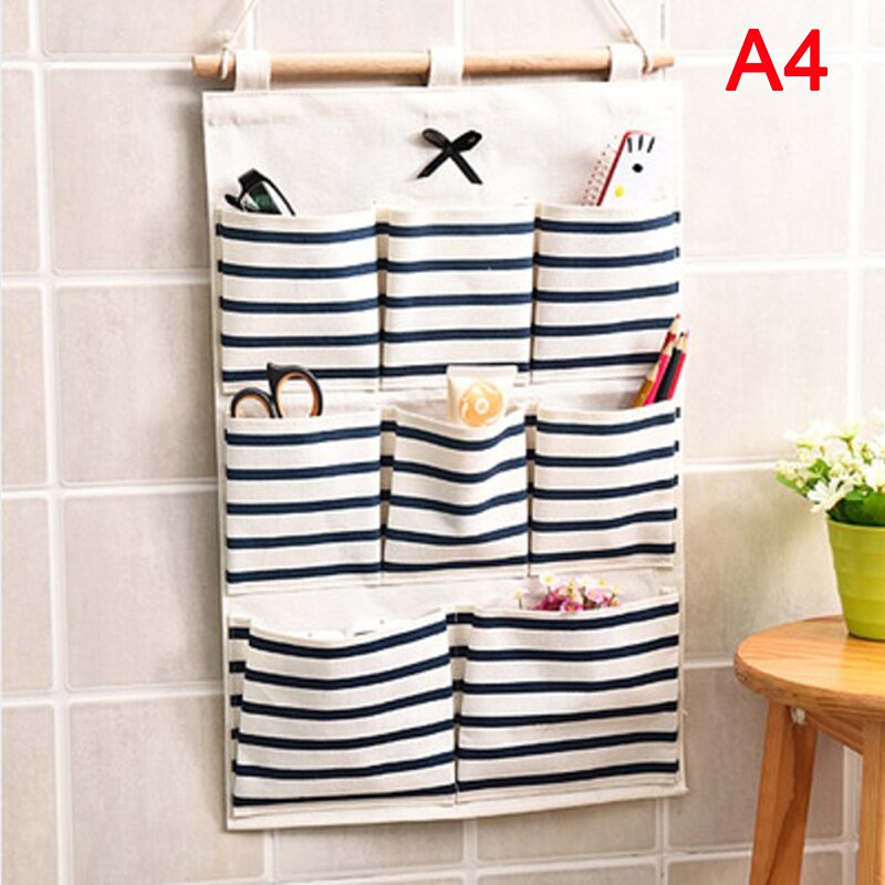 Organizador colgante de pared de puerta para baño, bolsillos de almacenamiento, algodón y lino, 6/8: 4
