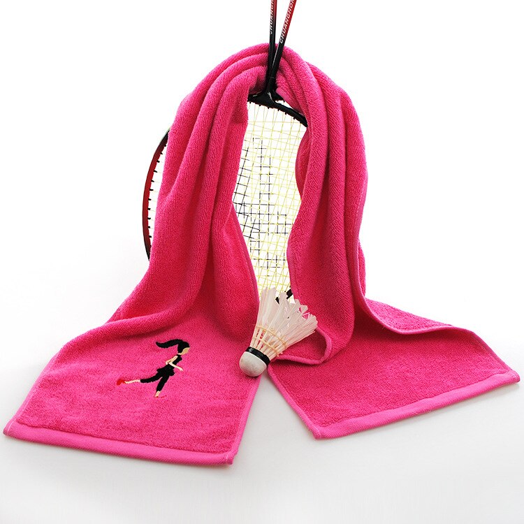 22X110cm Sports towel embroidered cartoon wipe sweat towel absorbent facial towel gym outdoor indoor towel: Red