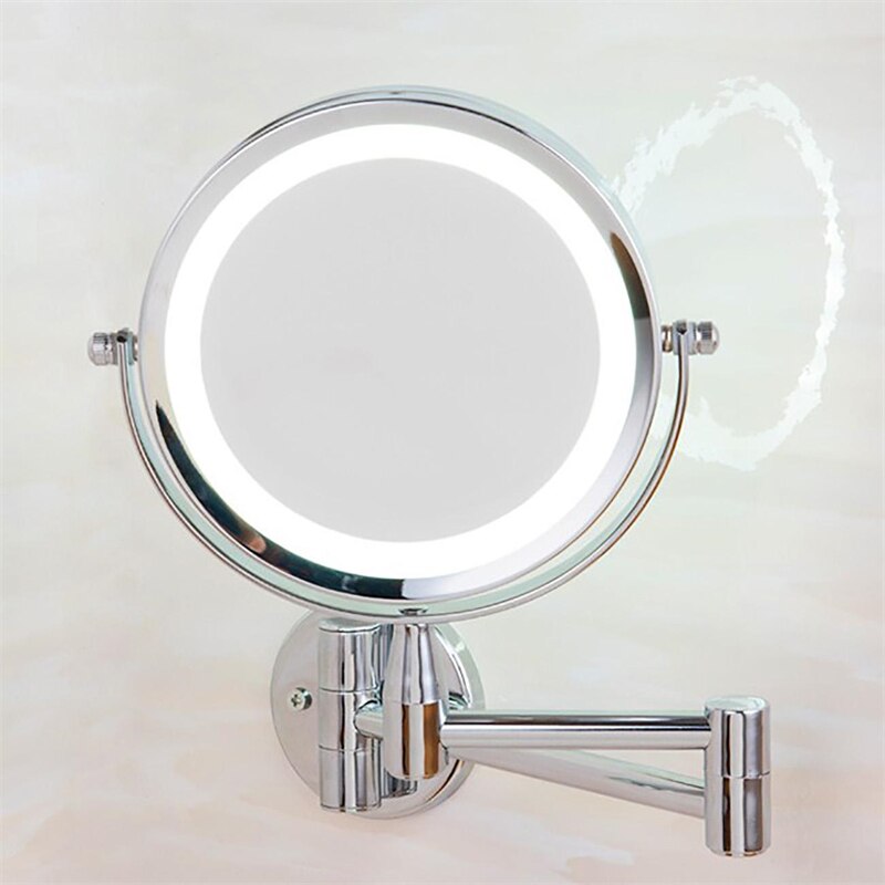 Double-side 1X /3X Magnifying Led Light Makeup Mirror Wall Mounted Folding Bathroom Mirror Flexible Round Cosmetics Mirror