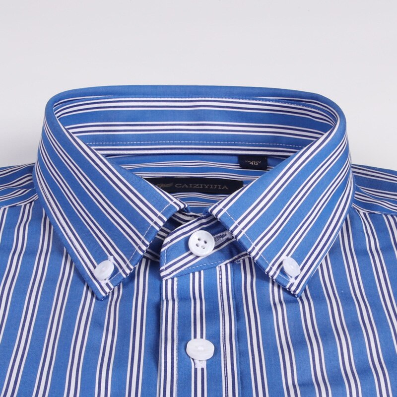 Men's Vertical Striped Dress Shirt Pocket-less Casual Standard-fit Long Sleeve Semi-formal Office Shirts