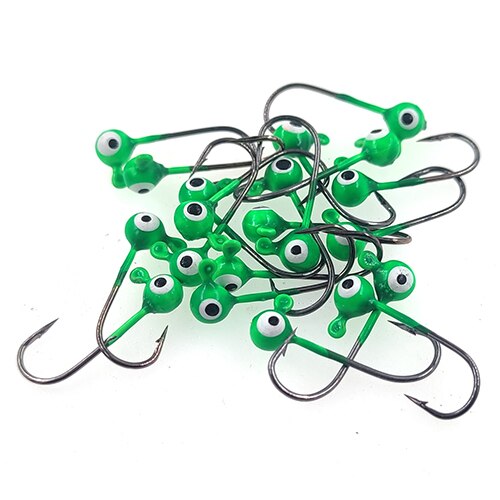 INFOF – hameçon de jighead de pêche, hameçon de ver, 2 yeux, 1 couleur, 1g, 20 pièces: Green