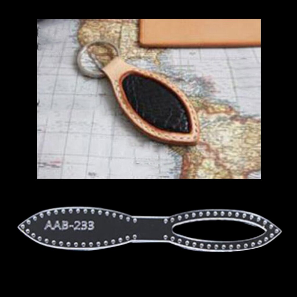 4 Pieces/Set Clear Acrylic Key Chain Pattern Stencil Template Set for Leather Craft Making