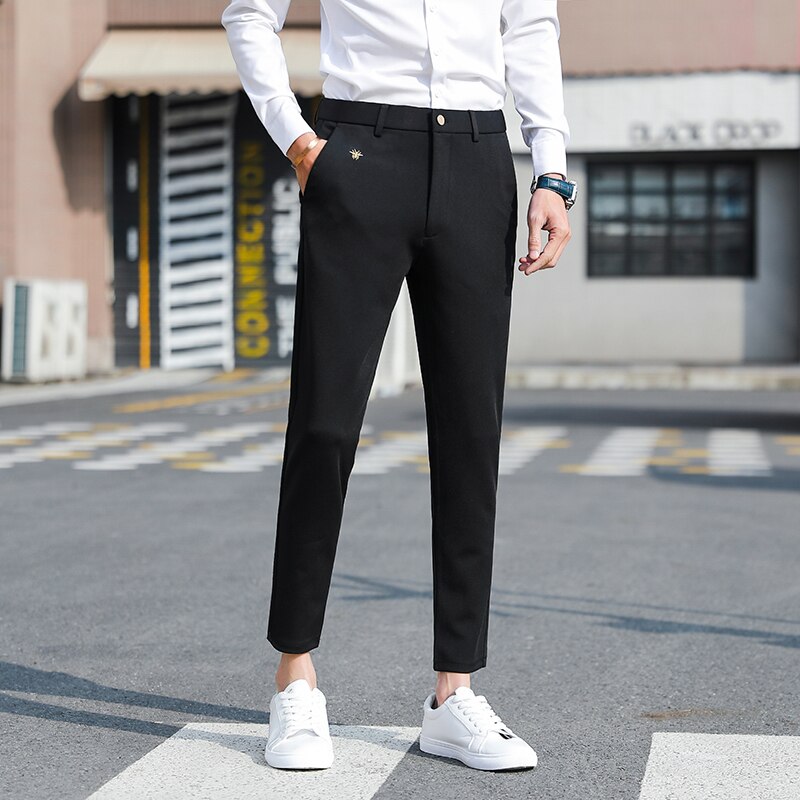 Spring Stretch Business Dress Pants Men Embroidery... – Grandado