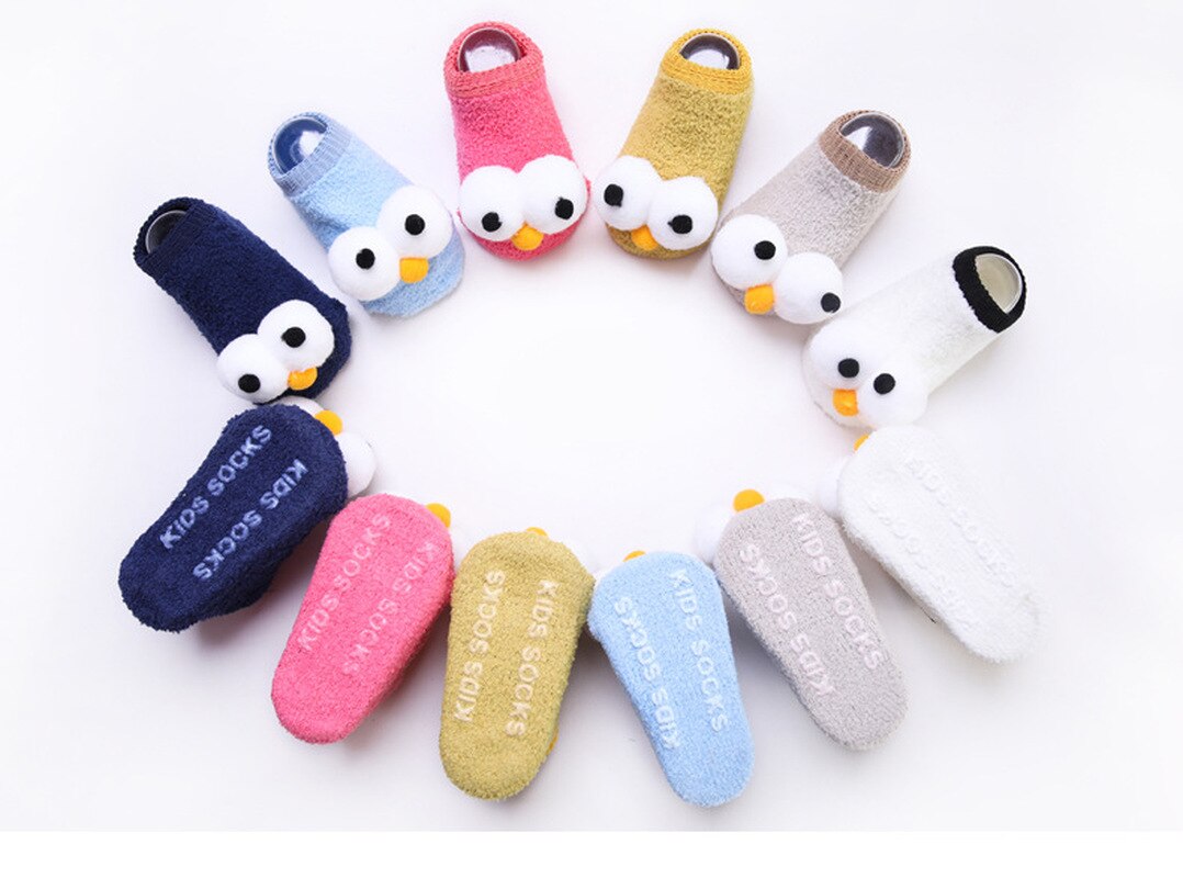 Neugeborenen Baumwolle Infant Anti-slip Socken Baby Boden Socken Jungen Mädchen Niedlichen Cartoon Großen Augen Muster Baby Kleinkind Socken warme Socken