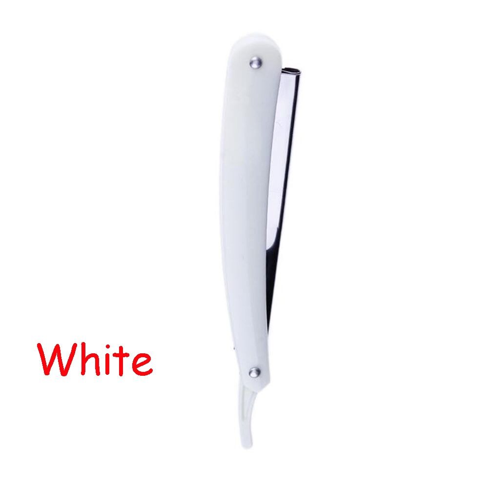 Shaving Razor Stainless Steel+Plastic Straight Edge Razor Barber Razor Folding Shaving Shave Beard Removal Cutter With Blade: white