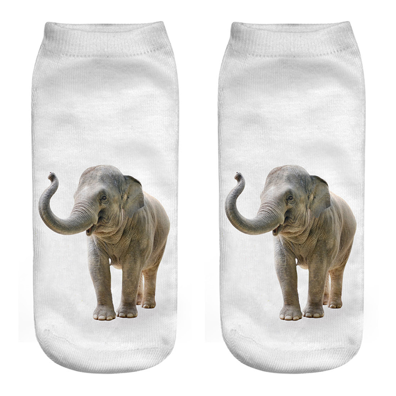 Socks Women 9 Pairs Set Retro Elephant Print Socks Female And Interesting Animal 3D Printed Breathable Cotton Socks
