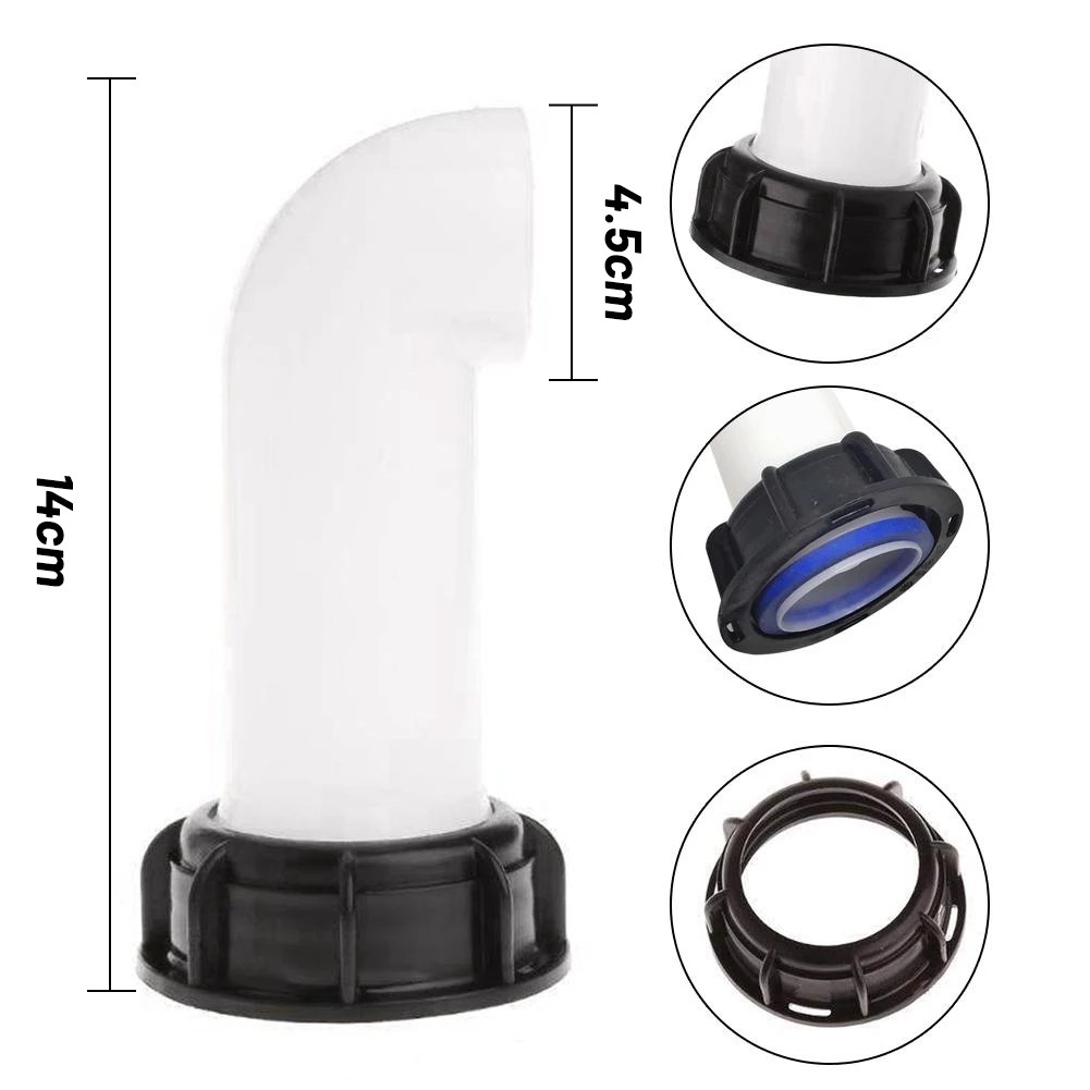Tubo de desviación de drenaje del tanque de agua de rosca, boquilla de drenaje de 45mm y 40mm, accesorios de válvula de tanque IBC, accesorios de grifo de riego de jardín: Oro