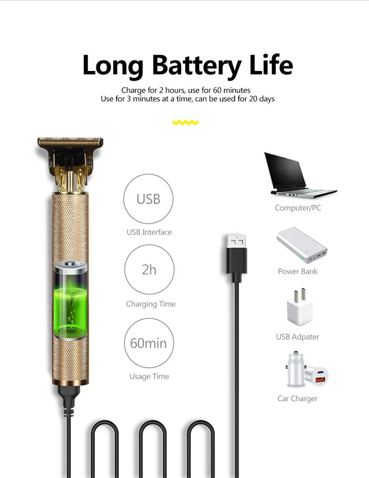 Elektrische haarsnijmachine Vintage T9 Clipper Haar Oplaadbare Man Scheerapparaat Trimmer Voor Heren Kapper Professionele