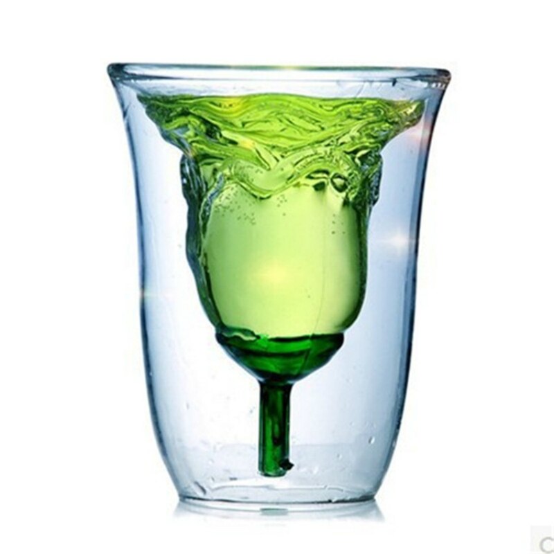 Bar Discotheque Rose Double-wall Red Copo Coppa Vetro Wine Glasses Cocktail Flip Liquor Shot Cup Vaso Household Lover 180ml