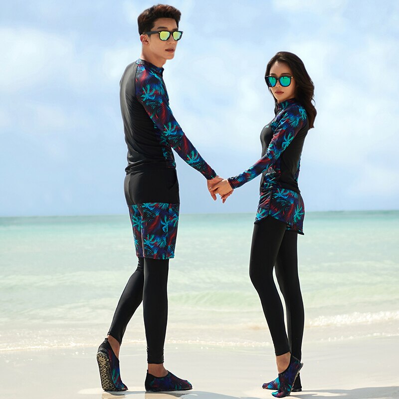 Patchwork Printing Long Sleeve Surf Wetsuit Women Free Diving Suit Front Zipper Wet Suit For Swimming Jump Suit Snorkeling