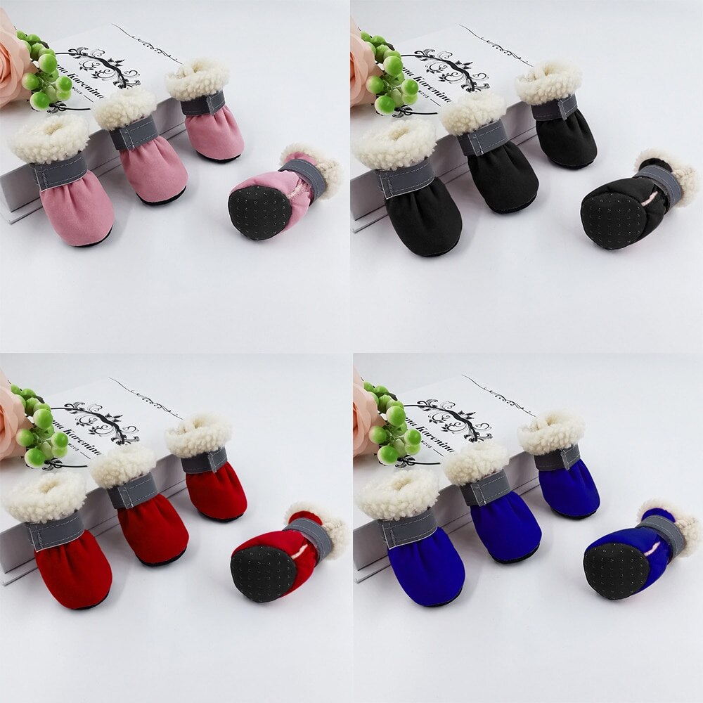 Hondenschoenen, reflecterende sneeuwlaarzen, wintersokken, antislip kattenschoenen voor honden en katten, reflecterende strip schoenen voor huisdieren, antislip 4 stuks