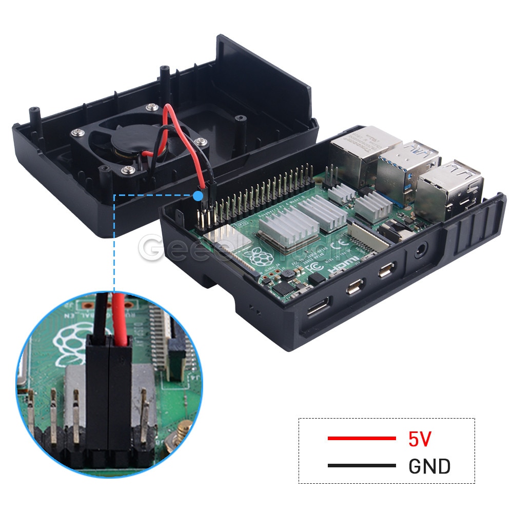 Icon Case With 4010 LED light fan and all aluminum heat sink For Raspberry Pi 4B