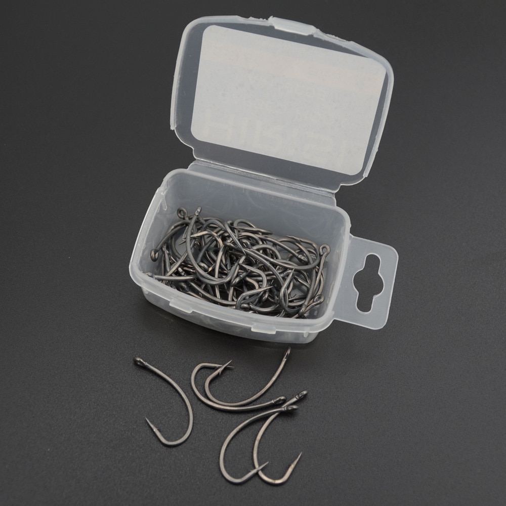 100Pcs Coating High Carbon Rvs Prikkeldraad Karper Vishaken Pack Met Retail Originele Doos 8003
