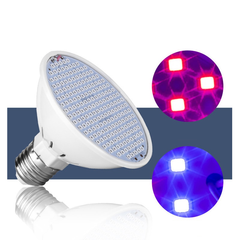 Luz Led para cultivo de plantas led de plástico para plantas, 200 cuentas, foco para plantas, Bombilla para interior, luz de relleno suculenta