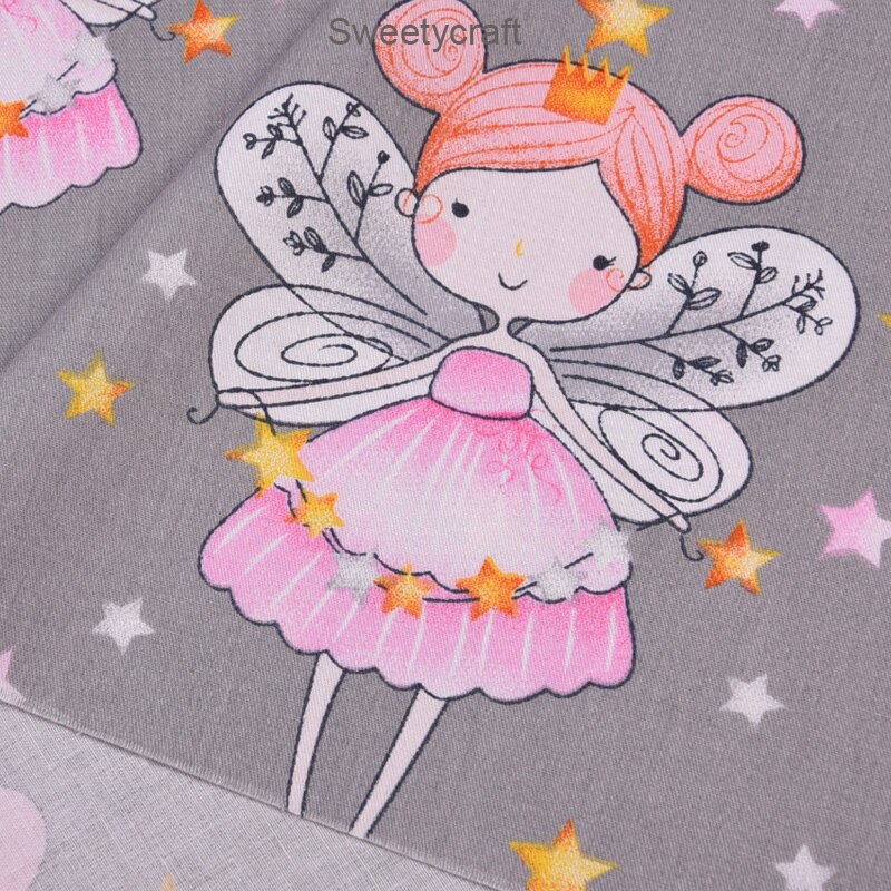 Tela acolchada de algodón de 50x160cm con ala impresa de chica Ángel, tela de medio metro para costura artesanal, sábanas, confección de ropa