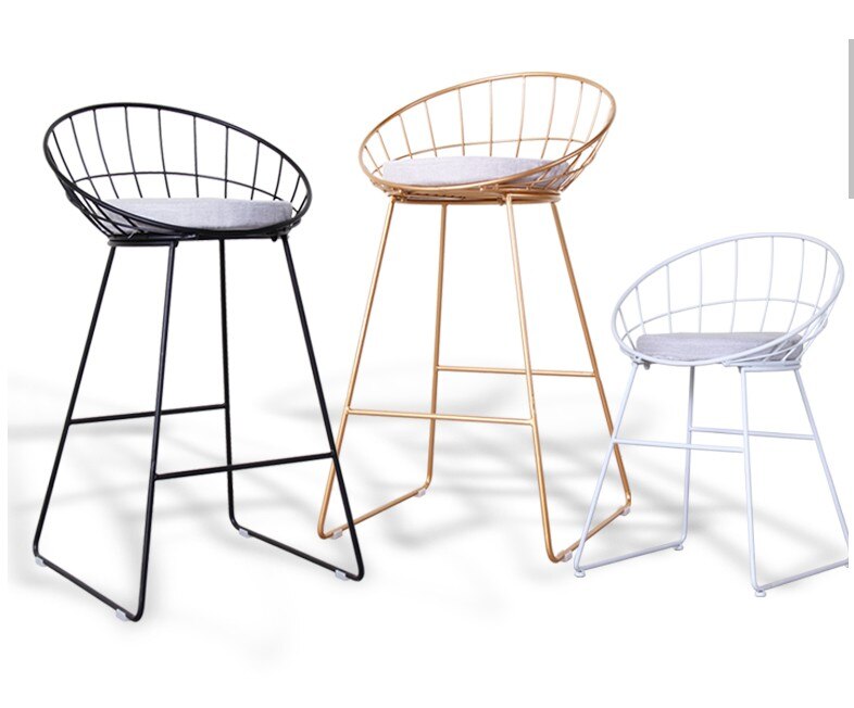 High gold bar stool wrought iron bar stool chair simple dining chair modern Nordic iron leisure chair bar chair