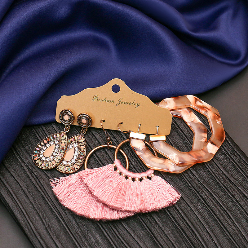 Vintage etniczne kolczyki Boho ze stopu zestaw Indian biżuteria Tassel spadek kolczyki dla kobiet kwiat biżuteria akcesoria: Style 10