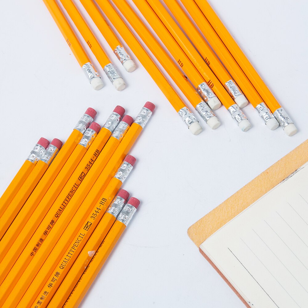 10 Pcs Gele Houten Potlood Gewone Hb Potlood Student Schrijven Tekening Schets Potlood Met Gum School Kantoorbenodigdheden Papeleria