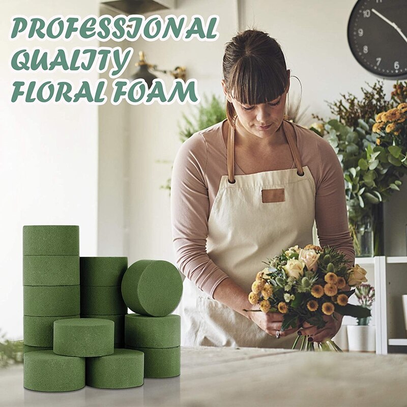 15 st blommigt skum, runda torrblommiga skumblock, blomlergröna frigolitblock för konstgjorda blommor