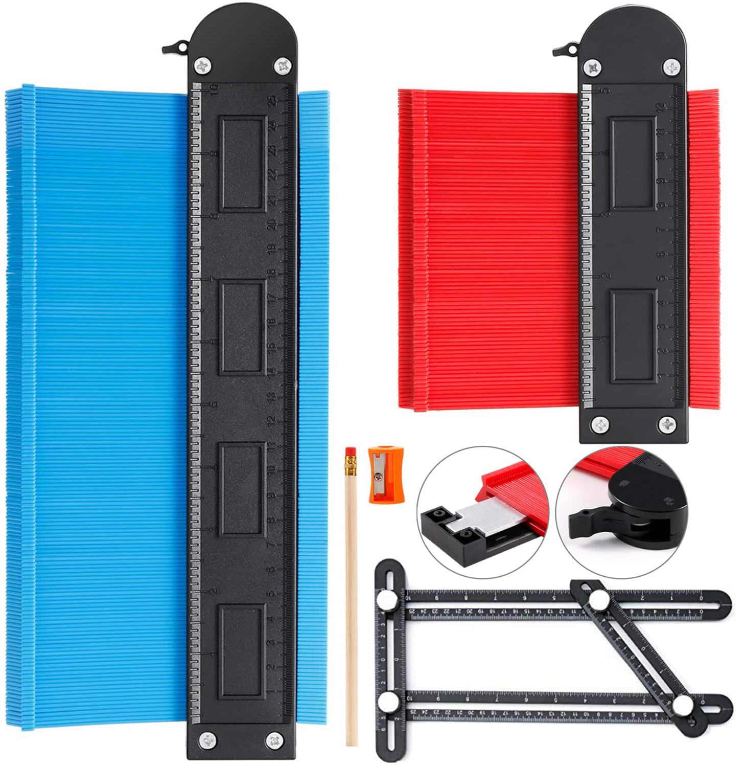 UPGRADE 5" 10" Ultra Wide Contour Gauge Duplicator with Lock &amp; Aluminum Core Outline Profile Shape Measuring Tool