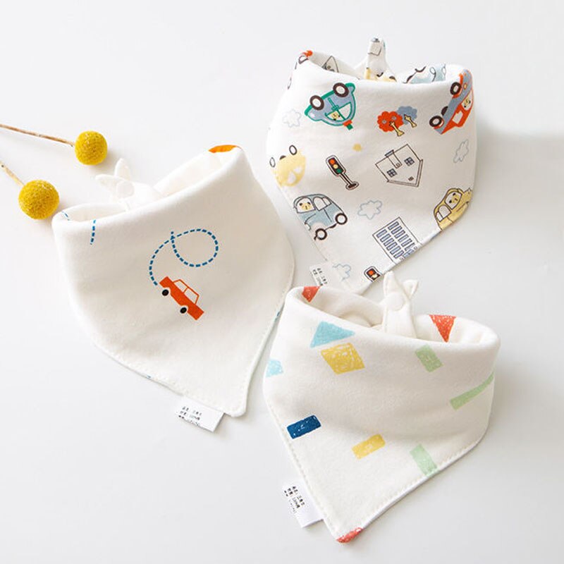 3Pcs Slabbers 100% Biologisch Katoen Slabbetjes Driehoek Burp Doek Cartoon Speeksel Handdoek Babyvoeding Slabbetjes Zachte Absorberende Jongens meisje Slabbetjes: SK30011
