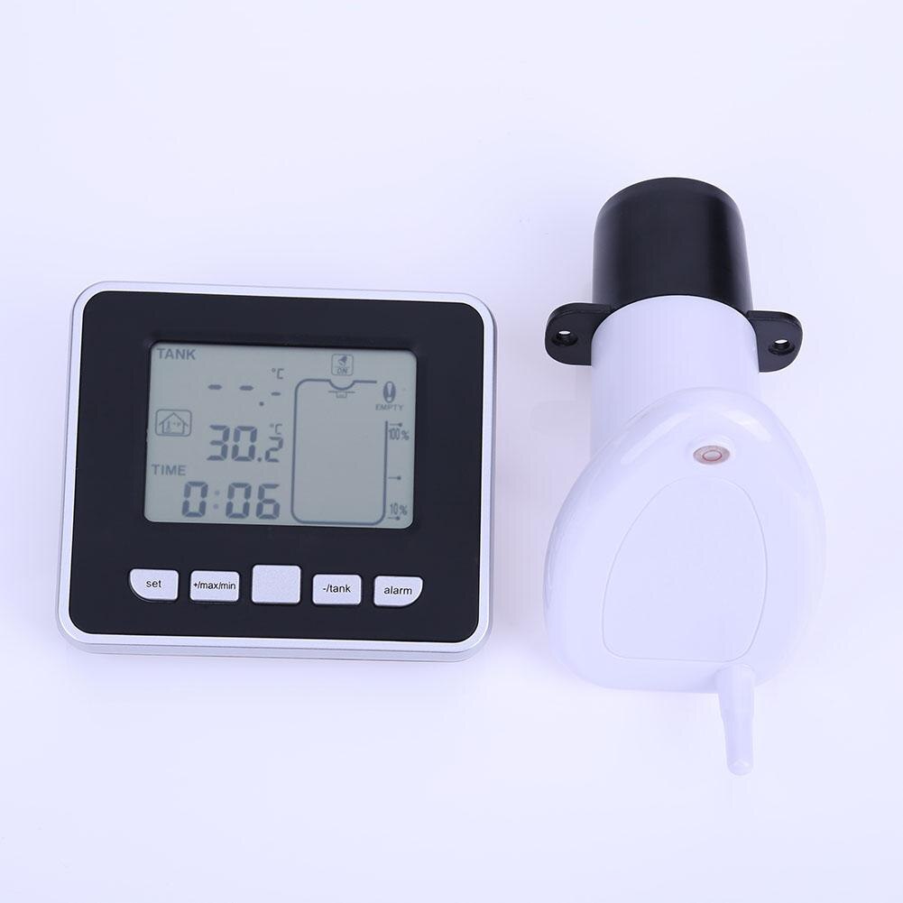 Ultralyd trådløs vandtank niveaumåler sensor med temperatur tid display alarm væskedybde niveau måler værktøj