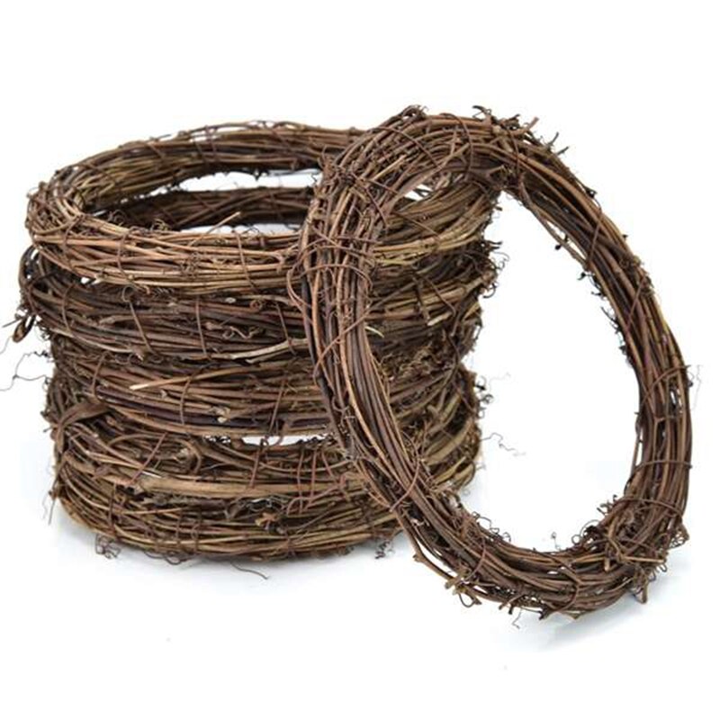 10 Pcs Natural Vine Vine Ring Wine Flower Branch Wreath Decoration Wooden Wig for Craft,Decor,Door,House-Round