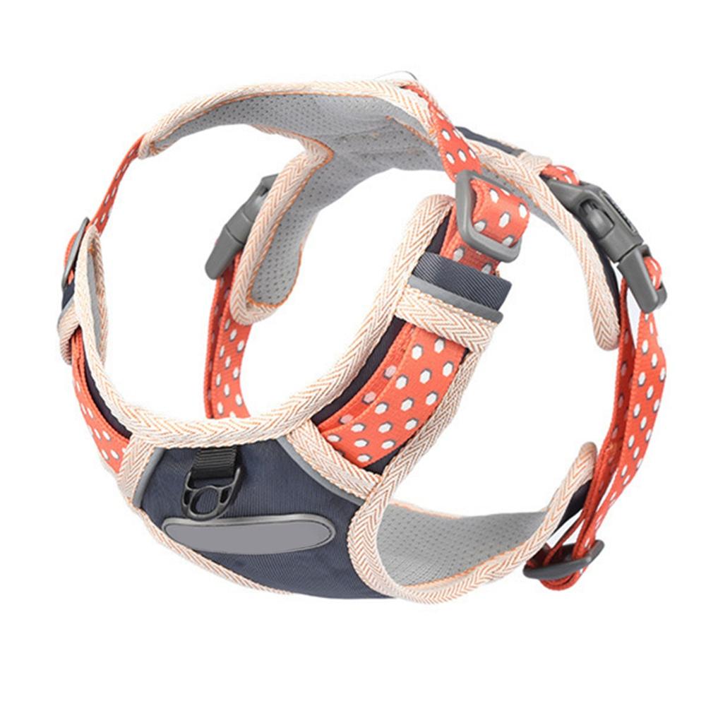 Small Medium Pet Dogs Vest Polyester Harness Leash Reflective Safe Walking Vest Basic Leashes Padded Plaid All Seasons: Orange / S