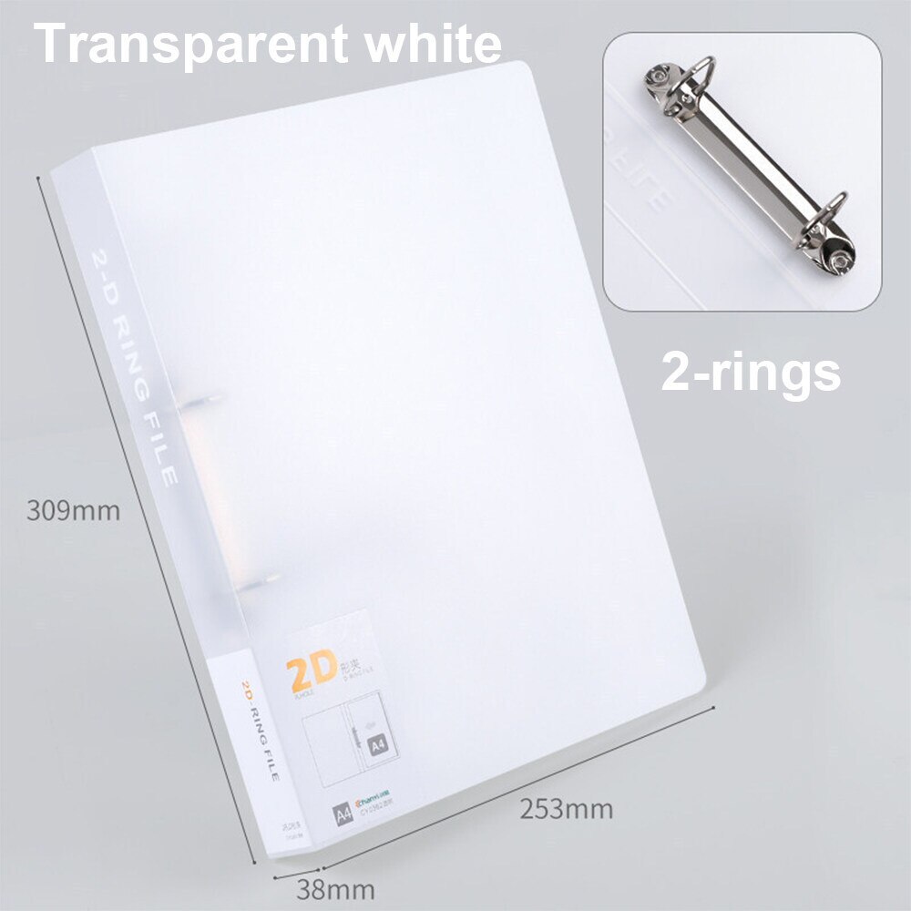 A4 2 4 D Ringband Organisator Clear Map Documenten Transparantie Hervulbare Fotoalbum Cover Photocards Ring Notebook Tekening: 2ring white