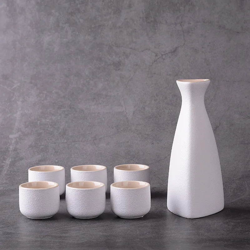 Bestselgende japansk keramisk sake-koppsett svart steintøy vinflaske vinflaskekopp 7 stk/sett: Lysegrønn