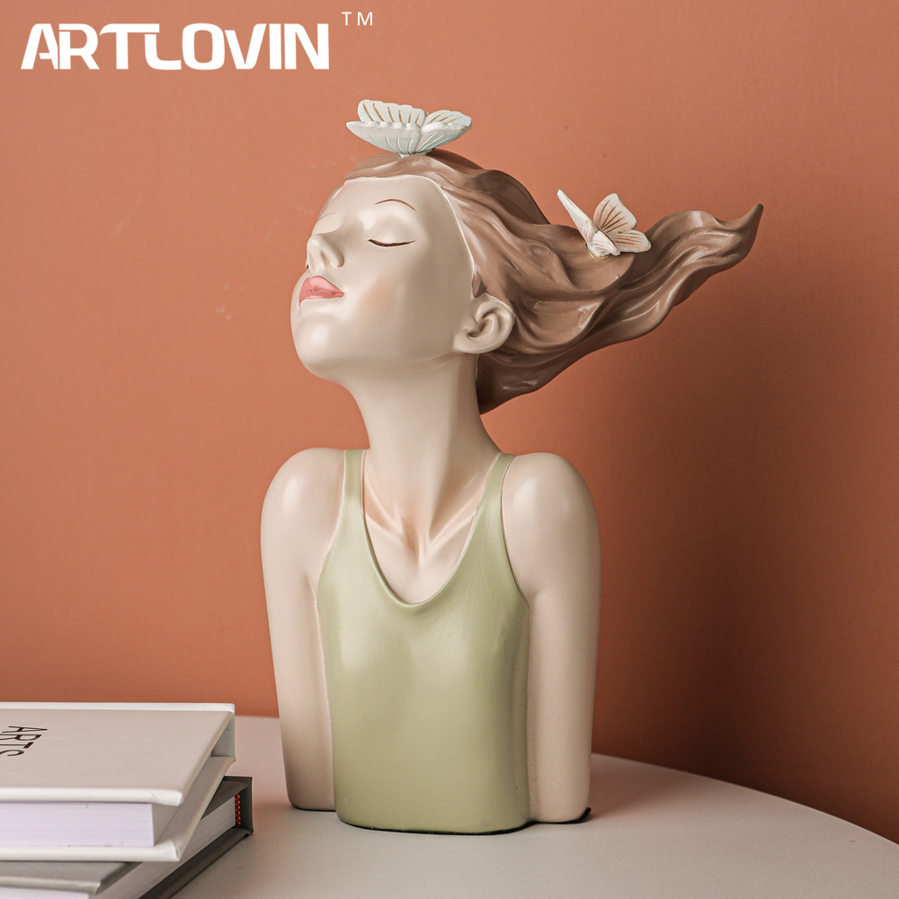 Sommerdekorationer sommerfugl pige statue dejlig til ven stueindretning bogreol tv skab boligindretning