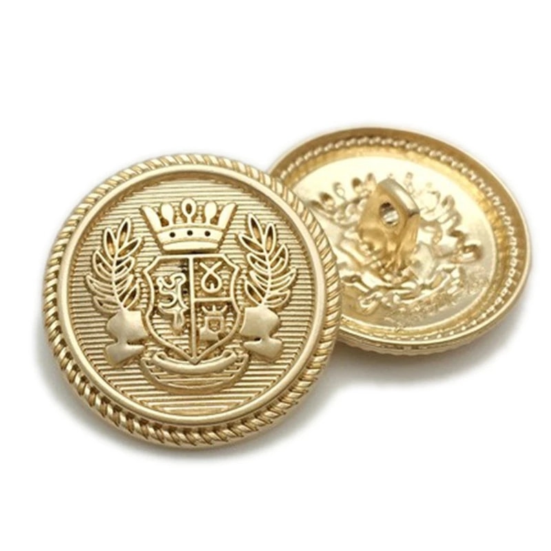 6 stk tøjknapper syning rund form metal guld ornament diy sæt til mænd kvinder blazer frakke uniformsskjorte
