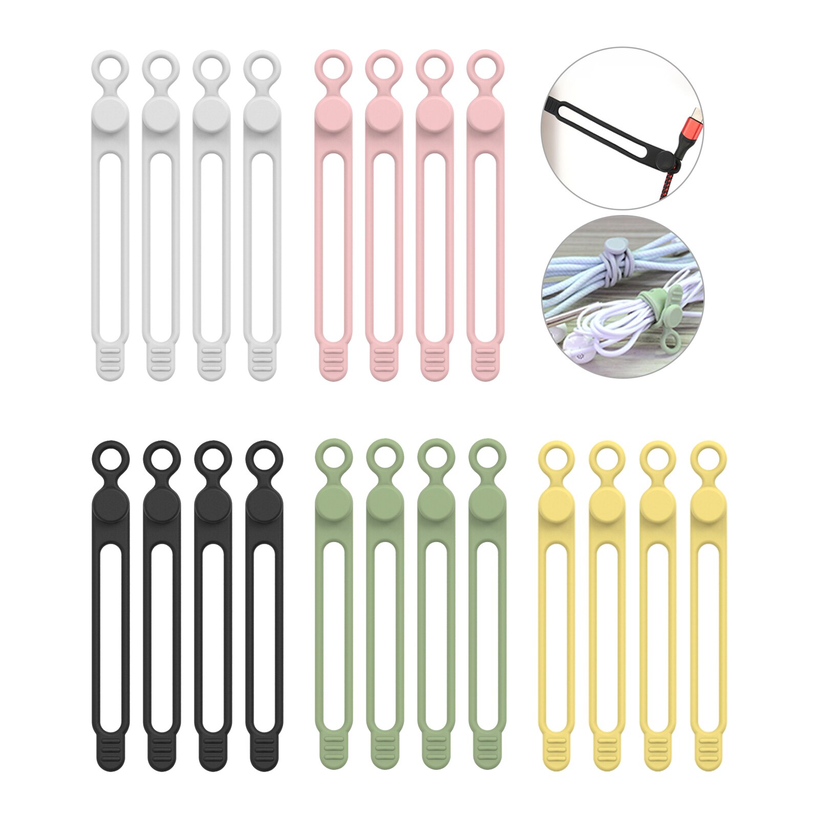 UMUST Bridas para cables de silicona, organizador de cables, correas para cables, bridas para cables reutilizables, organizador de cables de viaje, bonita brida elástica, bridas para cables: Morado
