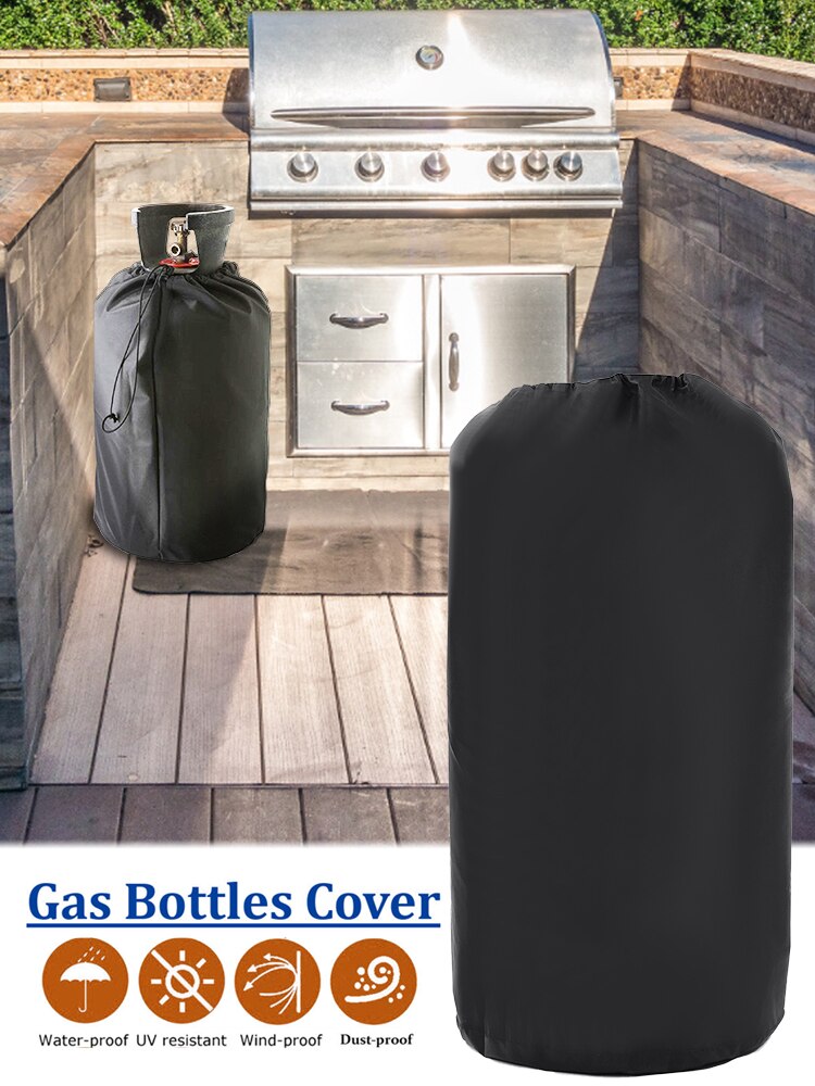 Propane Tank Cover Waterproof Dark Black Cover with Drawstrings Fits 20lb Tank Cylinder Gas Bottle Covers
