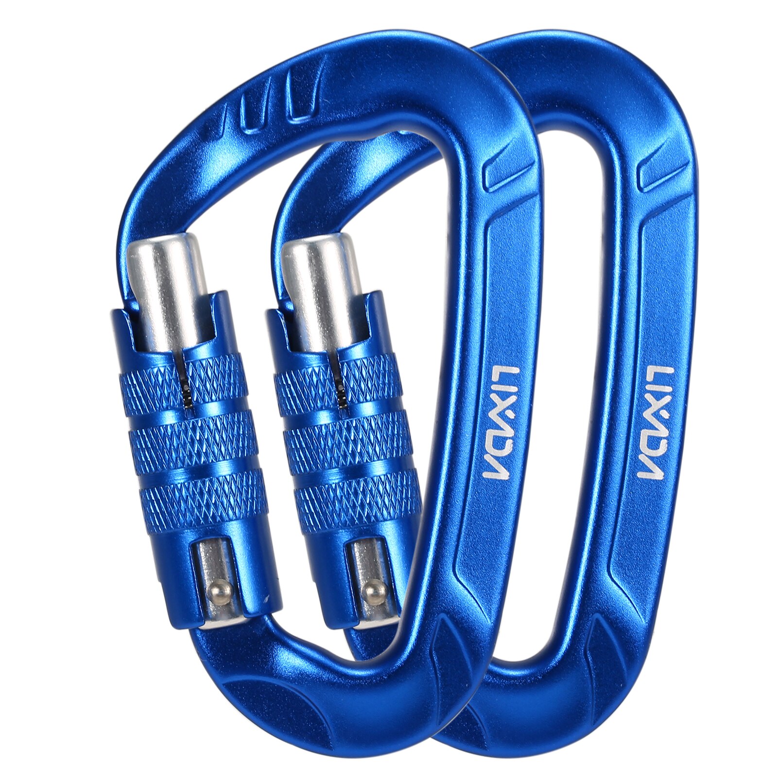 2PCS 12KN Carabiner Clips Mountaineering Caving Rock Climbing Carabiner D Shaped Safety Master Screw Lock Buckle Escalade: Type 1 Blue