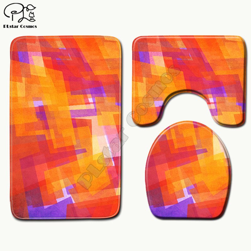 Psychedelic swirl pattern 3D printed Bathroom Pedestal Rug Lid Toilet Cover Bath Mat Set style-3: 7